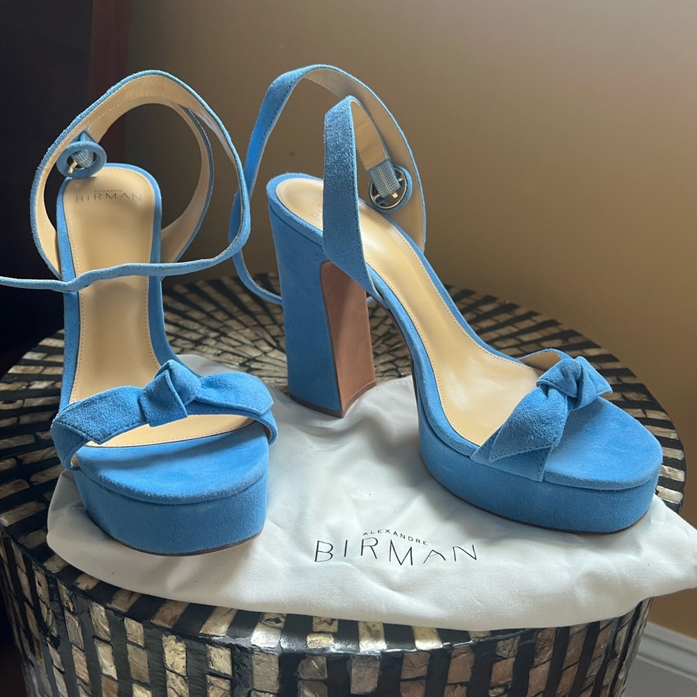 Alexandre Birman Clarita Blue Suede Women's Platform Heels